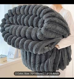 Coral  fleece plush blanket only grey colour