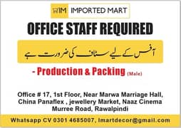 Production & Packing staff Required