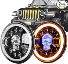 Jeep Projector Lights with DRL Ring & Skull Macho Style