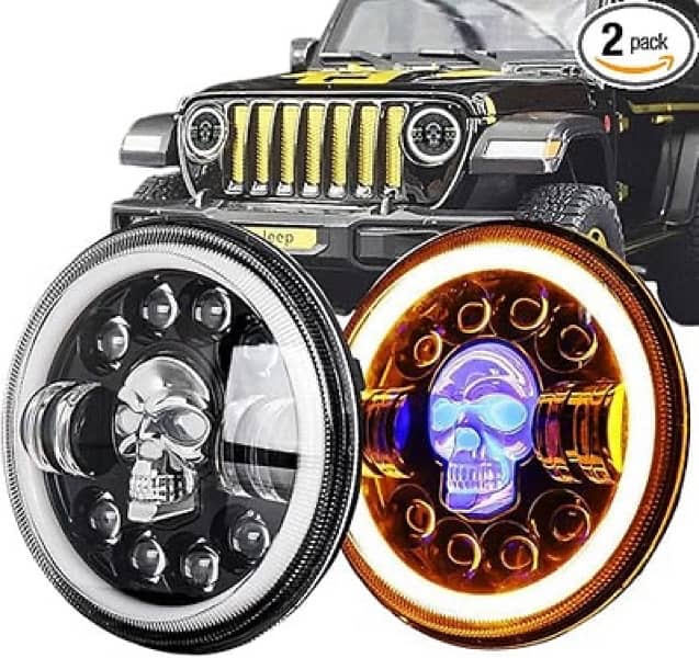 Jeep Projector Lights with DRL Ring & Skull Macho Style 0