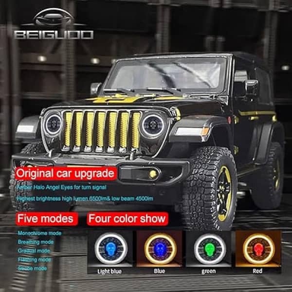 Jeep Projector Lights with DRL Ring & Skull Macho Style 3