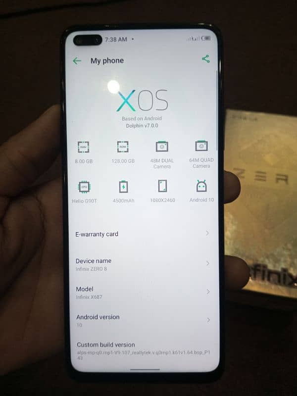 infinix Zero 8 8gb Ram 128gb rom with box and adapter 2