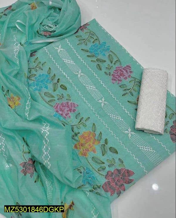 2Pcs Women's Unstitched Paper Cotton Embroidered suit 0