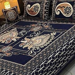 4 Pcs velvet Jacquard Printed double Bedsheets