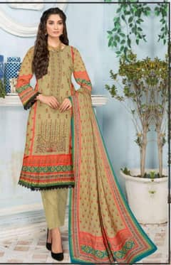 3 PC's women unstitched lawn suit