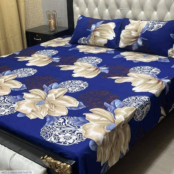 3 pieces crystal cotton printed Double bedsheets 0