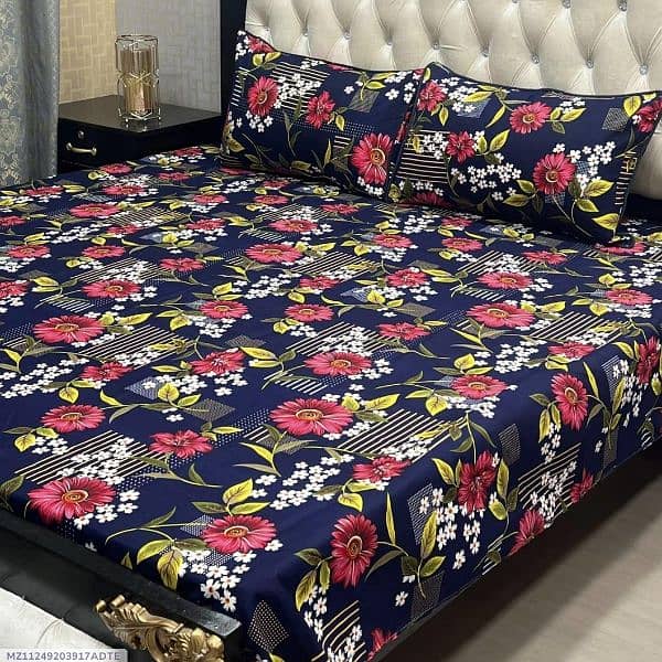 3 pieces crystal cotton printed Double bedsheets 3