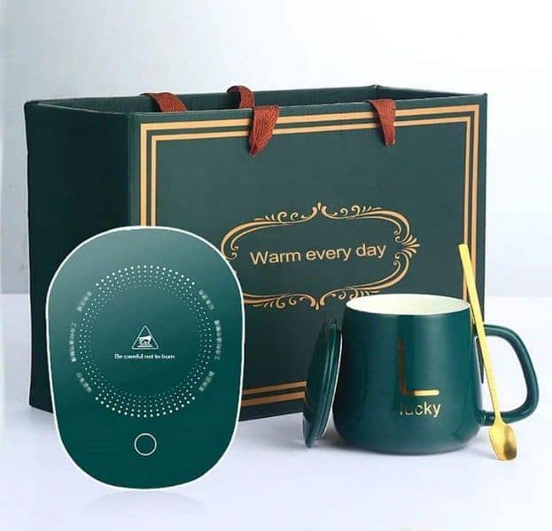 Elegant Ceramic Mug set With intelligent  Heating and Spoon 4