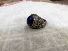 Lapis Lazuli With Hand Carved Pure Chandi Ring