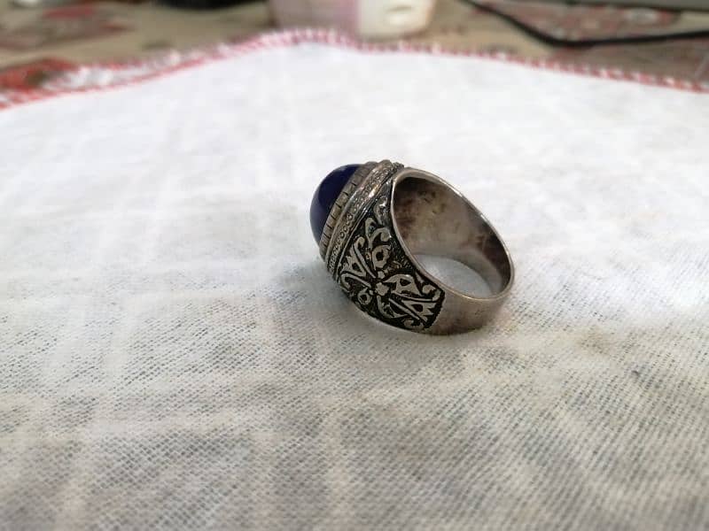 Lapis Lazuli With Hand Carved Pure Chandi Ring 1