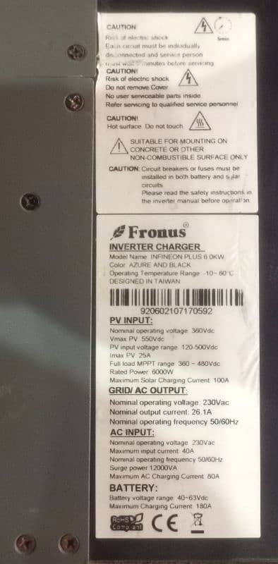 Fronus inverter 6KW 1