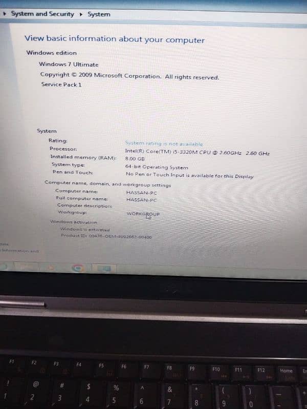 Dell laptop 8 gb ram 320 HDD 8