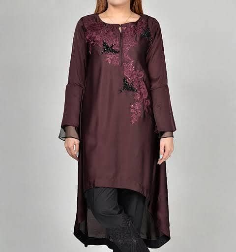 Limelight embroidered silk Kurta Maroon 0