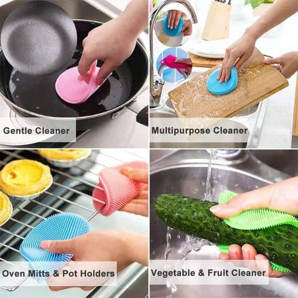 Silicone Scrubber Silicone Sponges Kitchen Scrub Brush for Dish Pot al 2