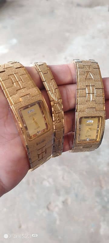 2 Fitron 22K Electro Glod Plated Watch and 1 chain for women 2