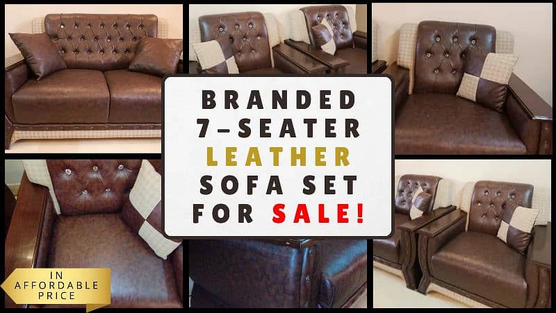 Branded 7-Seater Leather Sofa Set for Sale! 0