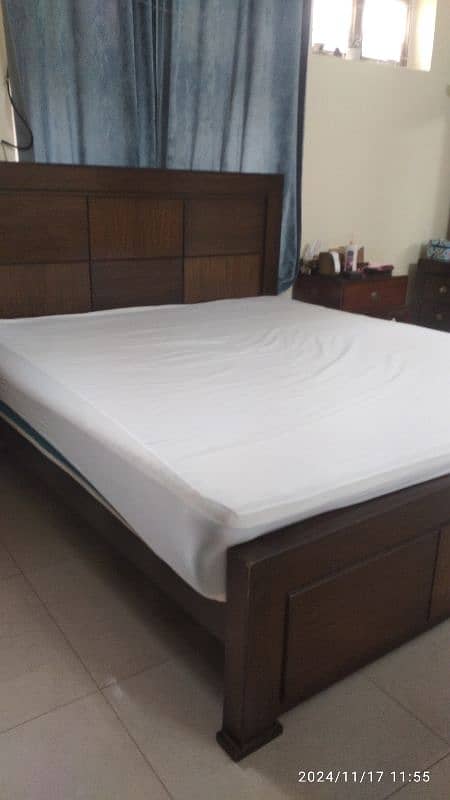 King Size Bed with Spring Mattress and Two side tables 0