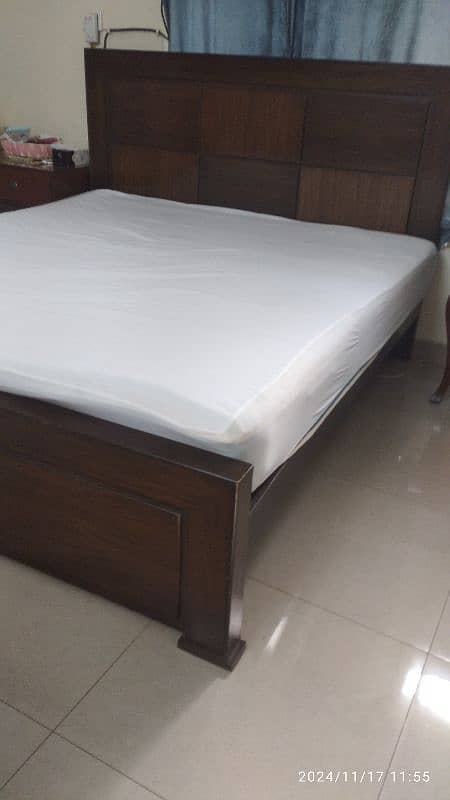 King Size Bed with Spring Mattress and Two side tables 1