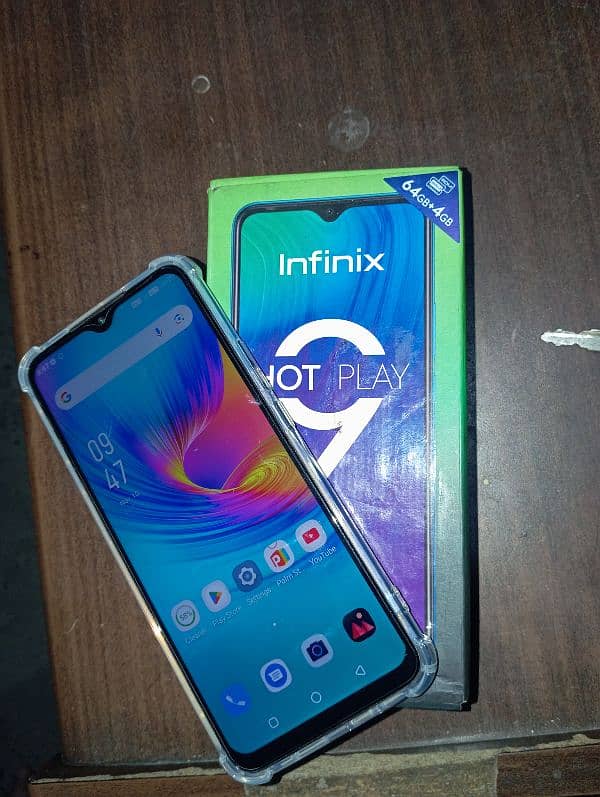 Infinix hot 9 play 4/64 storage Dual SIM PTA aaproved with Box 1