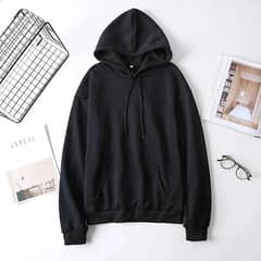 stylish black fleece Hoodie-Comfortable hooded Neck design