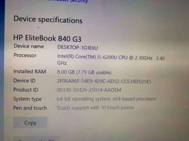 HP i5 6th gen 8gb ram 256ssd 4