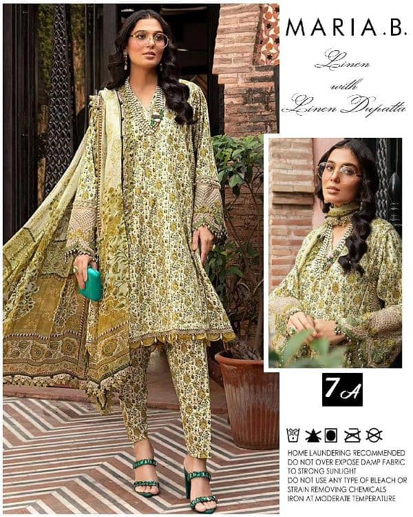 3 Pcs Women's unstitched Linen Digital Print Suit 1