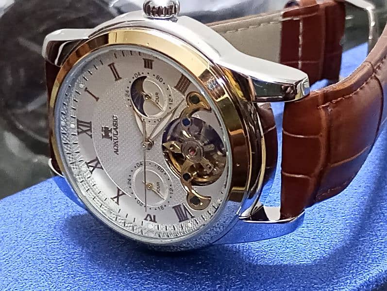 AOKULASIC 100% New Original 1701C  Automatic Tourbillion Leather Watch 2