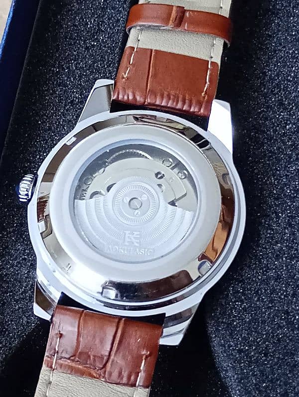 AOKULASIC 100% New Original 1701C  Automatic Tourbillion Leather Watch 3