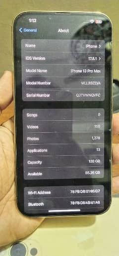 iphone 13 pro max, 128GB LLA, Non PTA