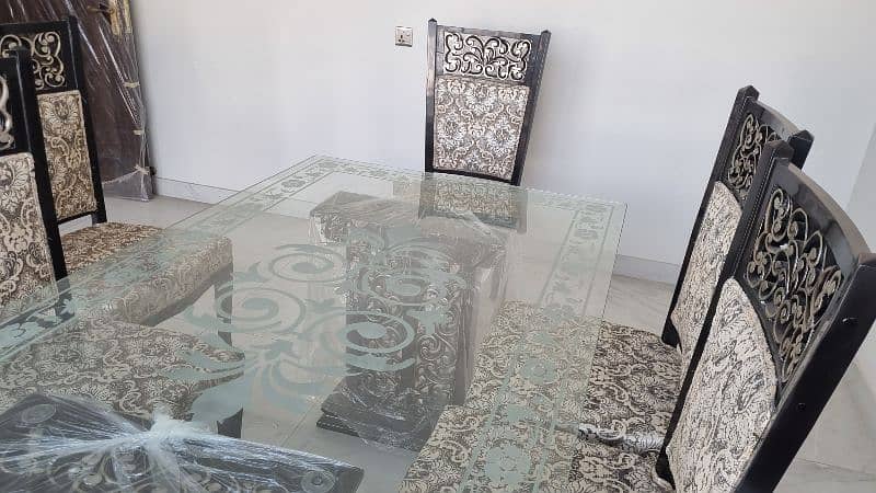 Dinning Table | Six Seater | Glass Top | Six Chairs | 1