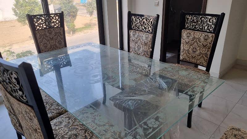 Dinning Table | Six Seater | Glass Top | Six Chairs | 4