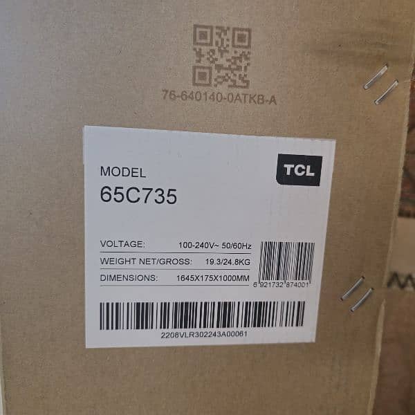 TCL C735 Premium 65 inch QLED under warranty 1