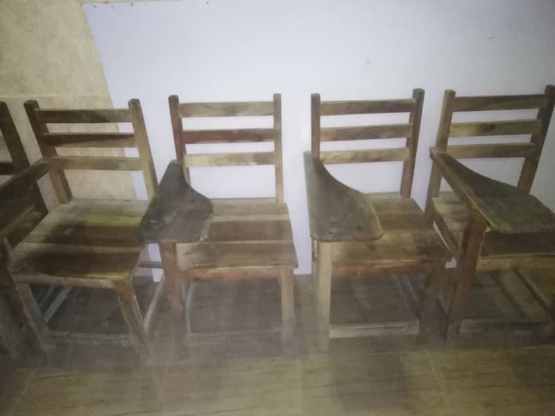 Wood chairs and school banch 1