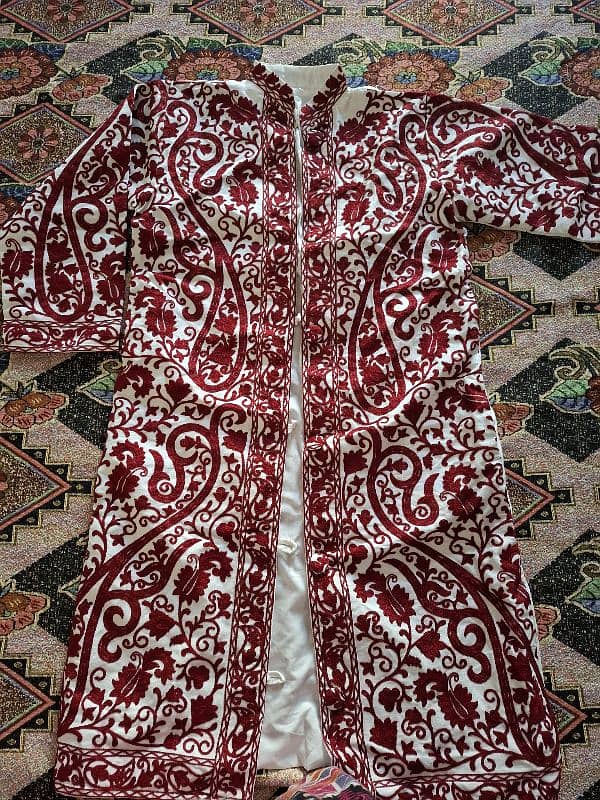 kashmiri embroidered long open shirts 0