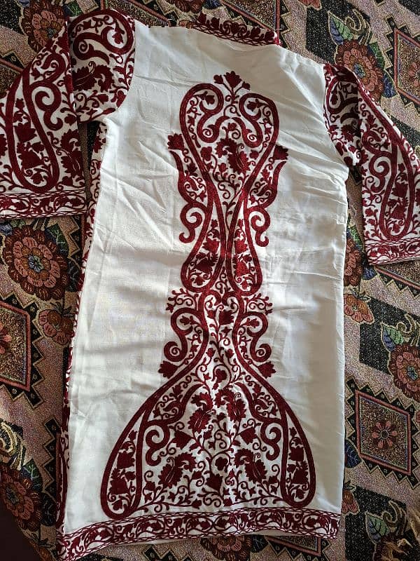 kashmiri embroidered long open shirts 1