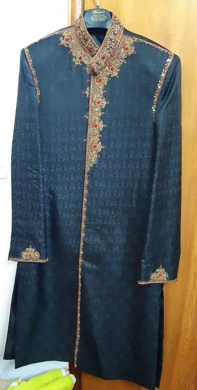 Black sherwani with karahi work 2