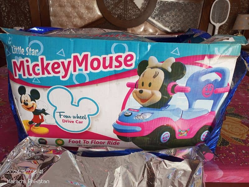 Mickey Mouse Four Wheel Push Car 4