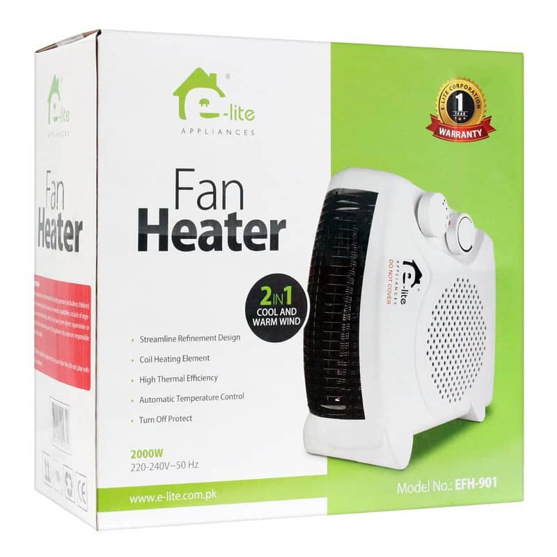 E-LITE FAN HEATER - EFH-901 - WHITE 1