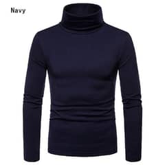 1 Pc Men Ribbed plain Highneck