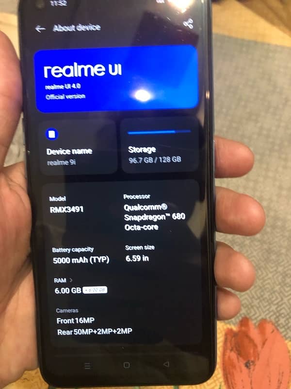 realme 9i 6gb ram+6  128gb rom 5