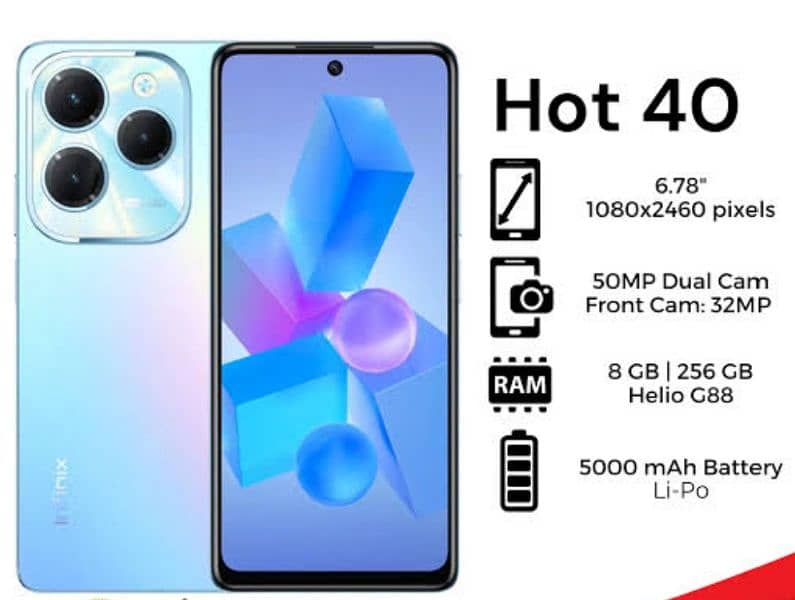 Infinix Hot 40 and 6 month warranty Baki ha 1