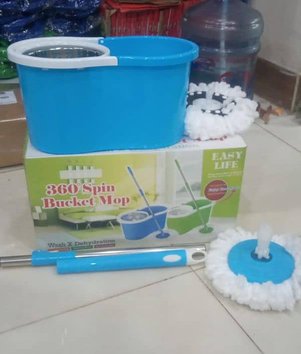 360° Spin Mop Cleaning Mop with Steel Bucket 0