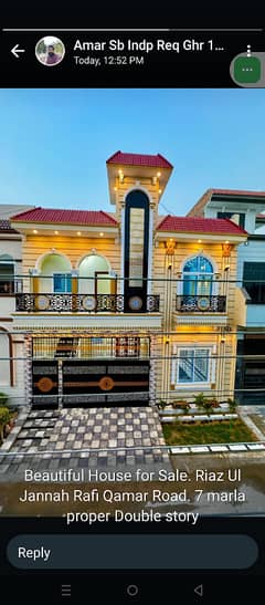 Riazul jana Rafyqamer road Very Beautiful 7 mrla Luxury Double story House very urgent Sale, 03006803629House