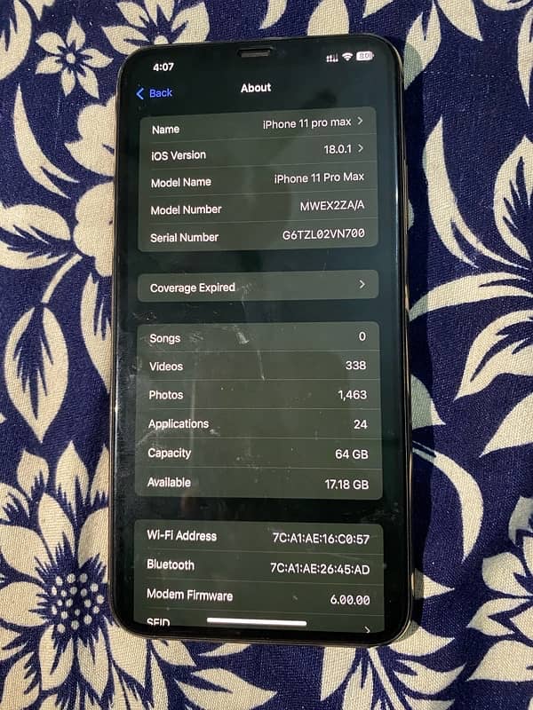 I phone 11 pro max PTA Approved 64gb 1