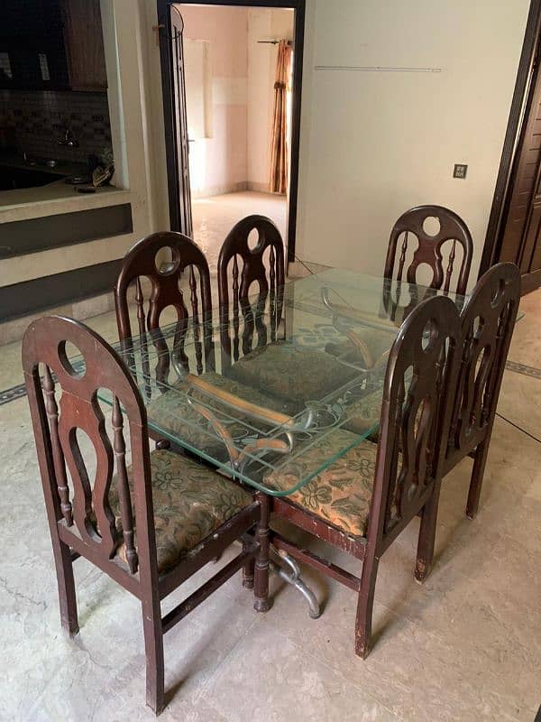 Dining table with 6 chairs/Glass table/Wooden chairs/Dinning table 0