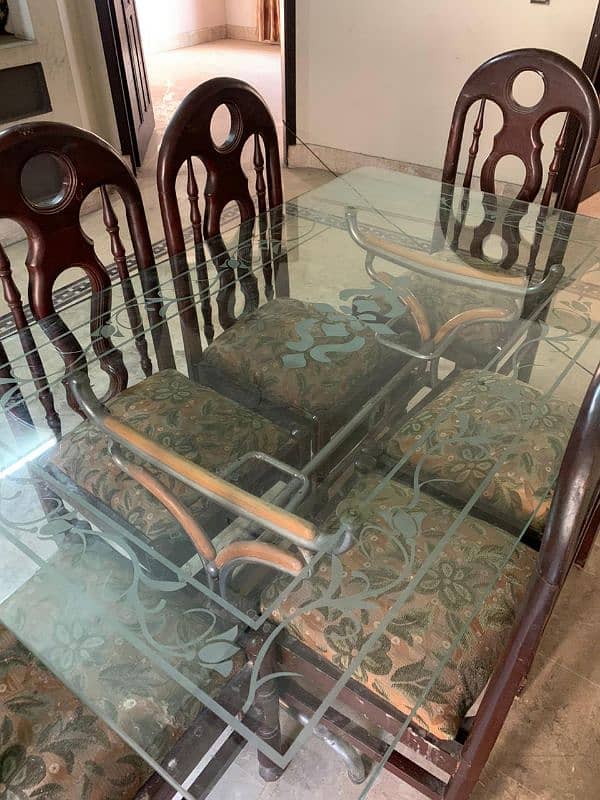 Dining table with 6 chairs/Glass table/Wooden chairs/Dinning table 2