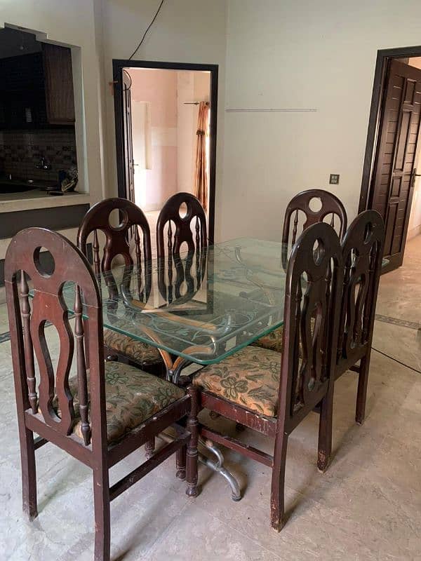 Dining table with 6 chairs/Glass table/Wooden chairs/Dinning table 5