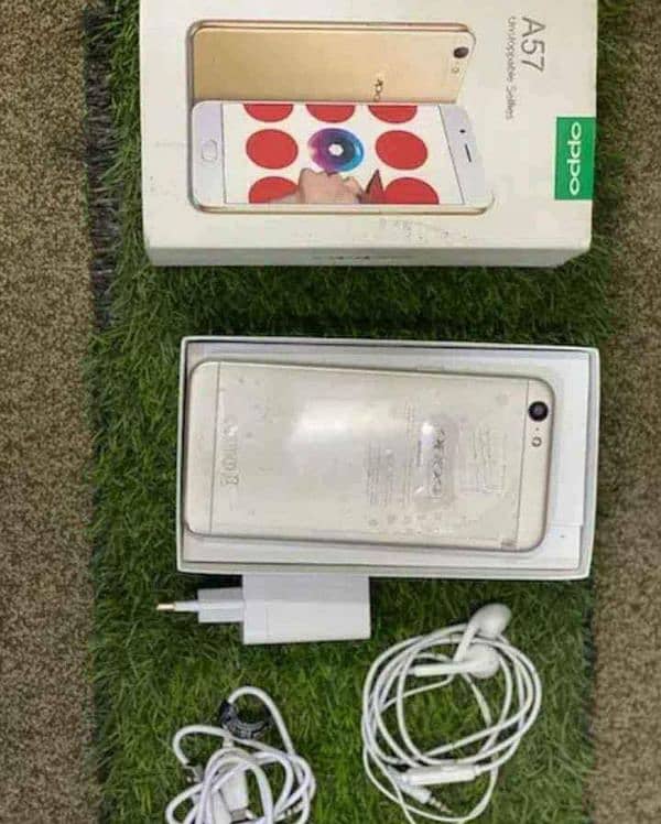 oppo A57 (4/64) ram full new with box and charger lush condition 0