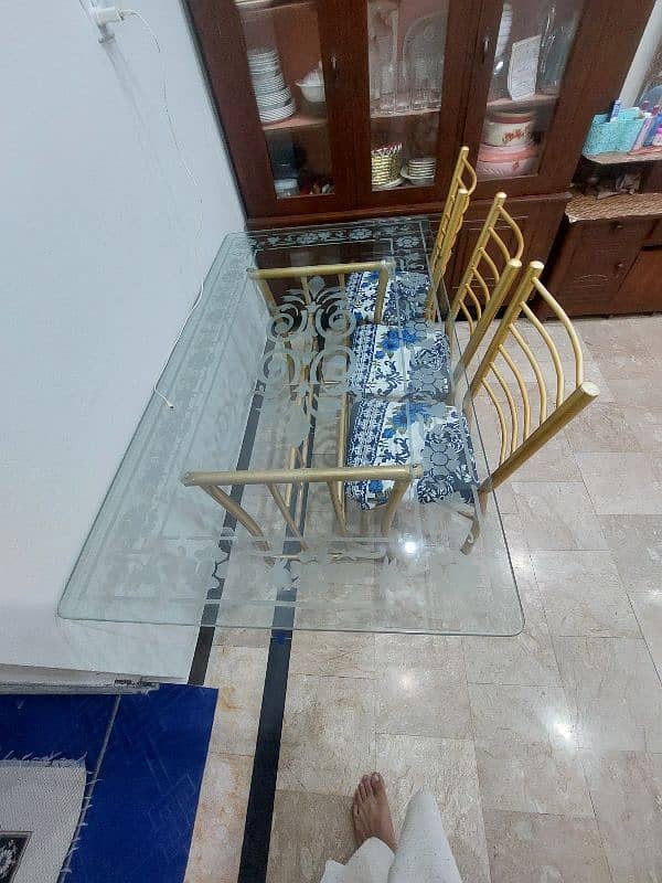 6 chair glass dining table for sale. 1