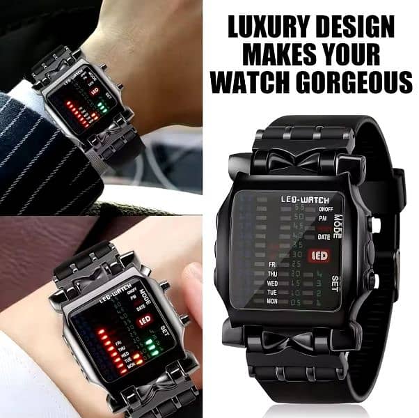 Binary Led Watch Creative Waterproof  Business Electronic Watch Mens 1